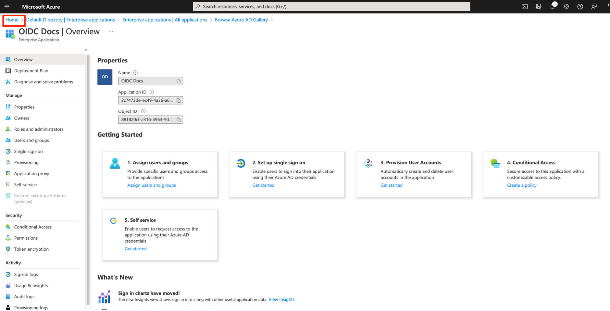 Azure Active Directory | Enterprise Applications App Overview Screen