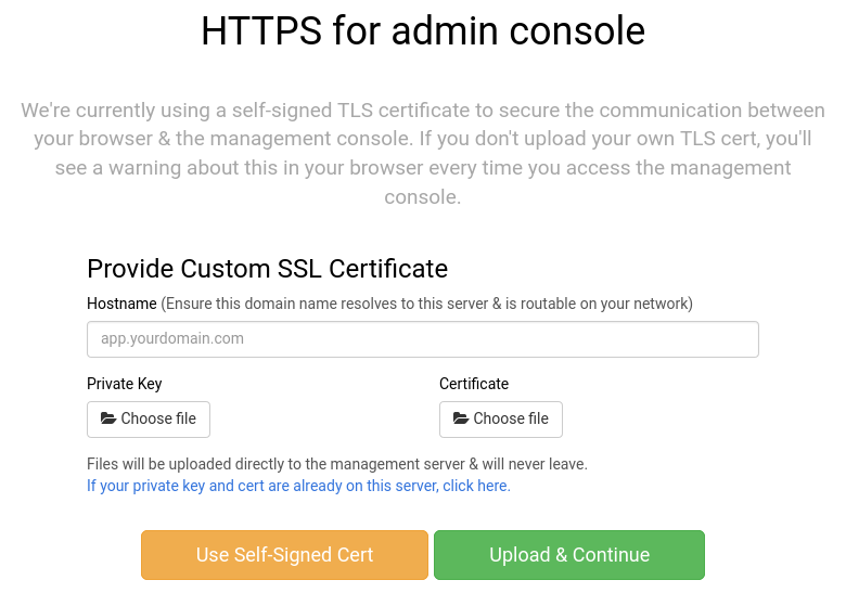 Installer TLS Key and Cert