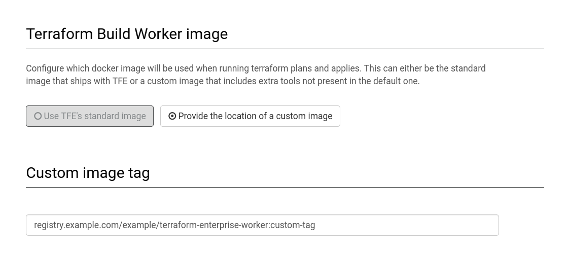 The `custom_image_tag` setting in the user interface.