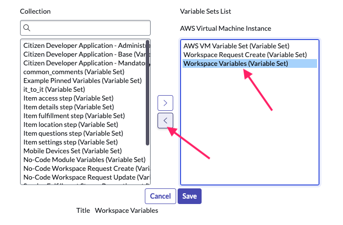 Screenshot: ServiceNow Remove Example Variables