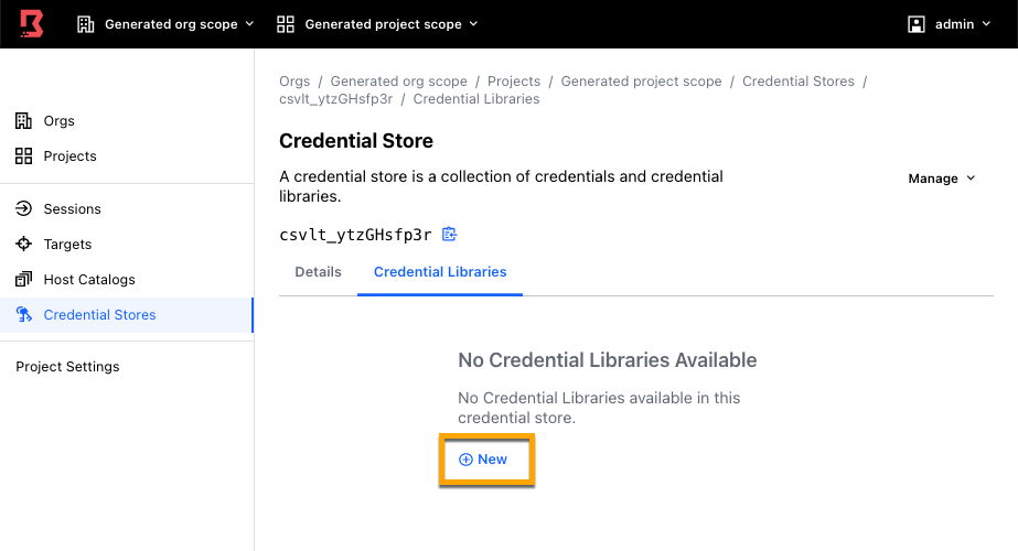 Admin Console Credential Libraries