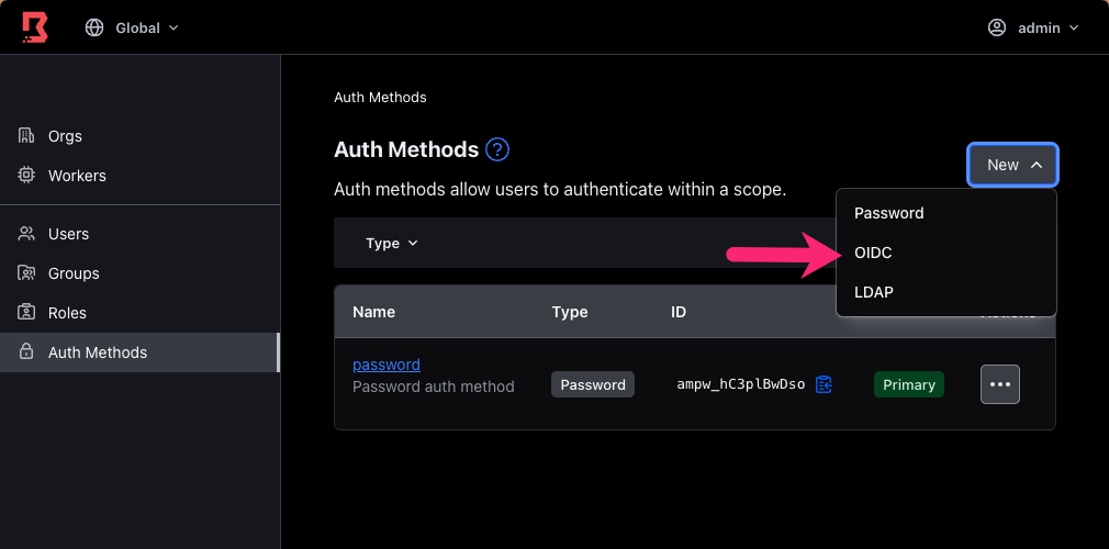 Admin Console New Auth Method