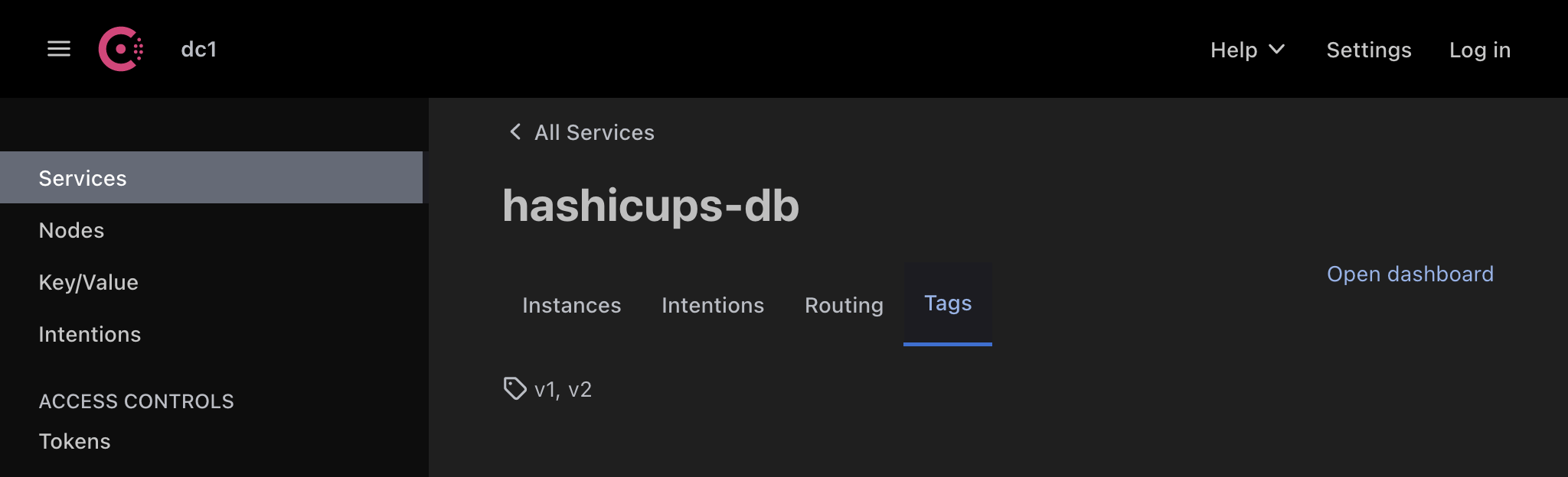 Service DB page, Tags and Meta