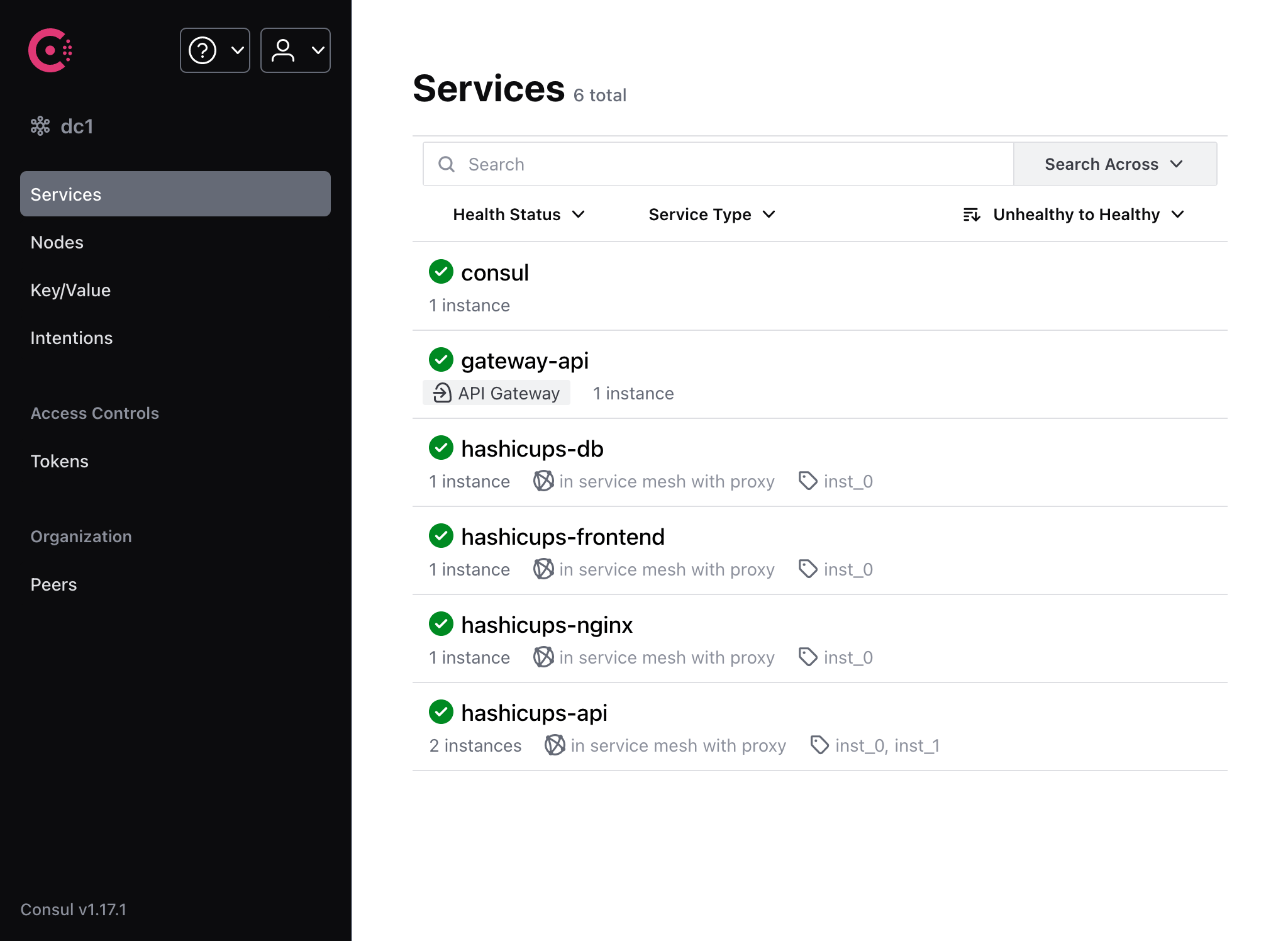 Services page - Multiple API instances