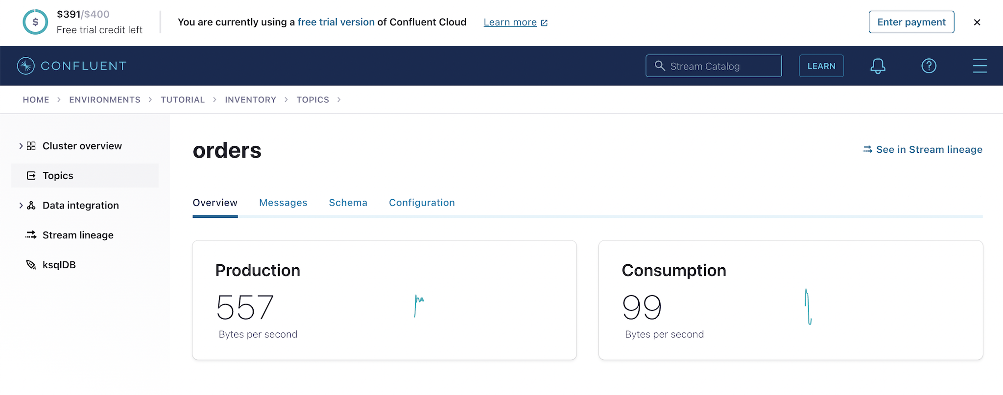 Confluent Cloud Orders Topic