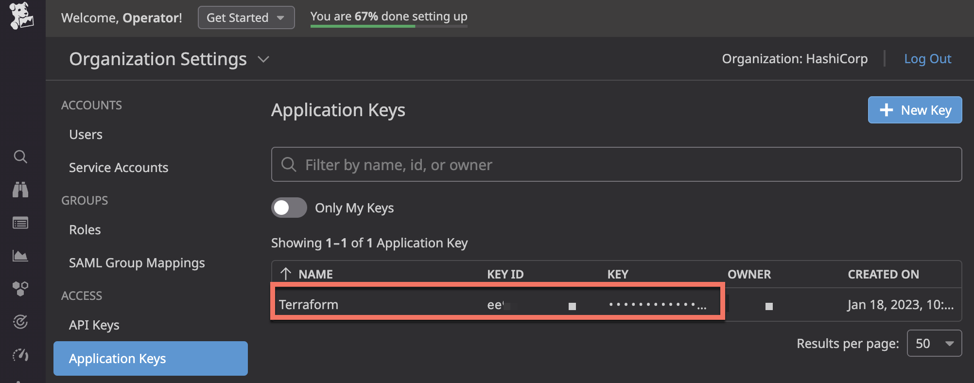 Datadog Application Key