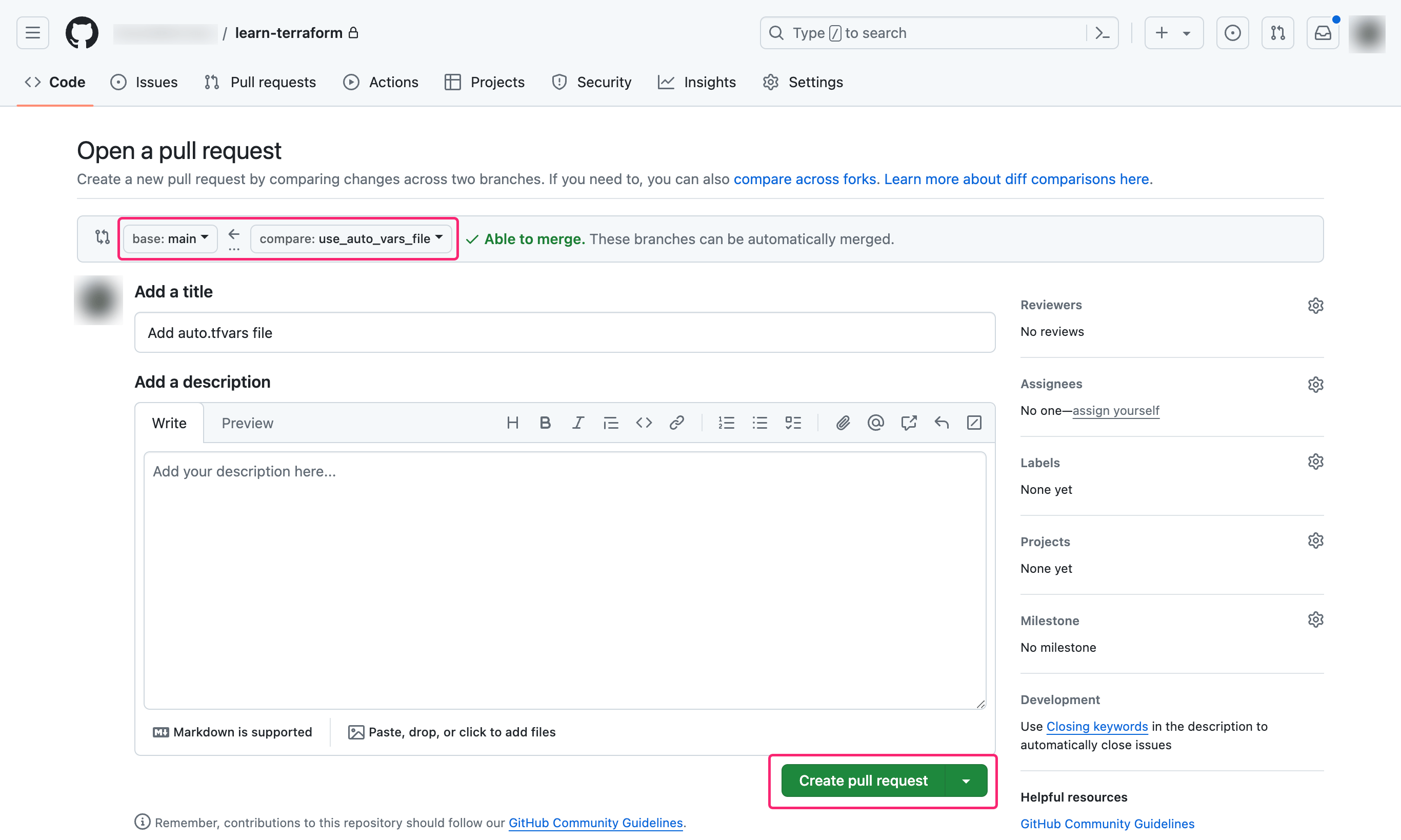 Open new pull request