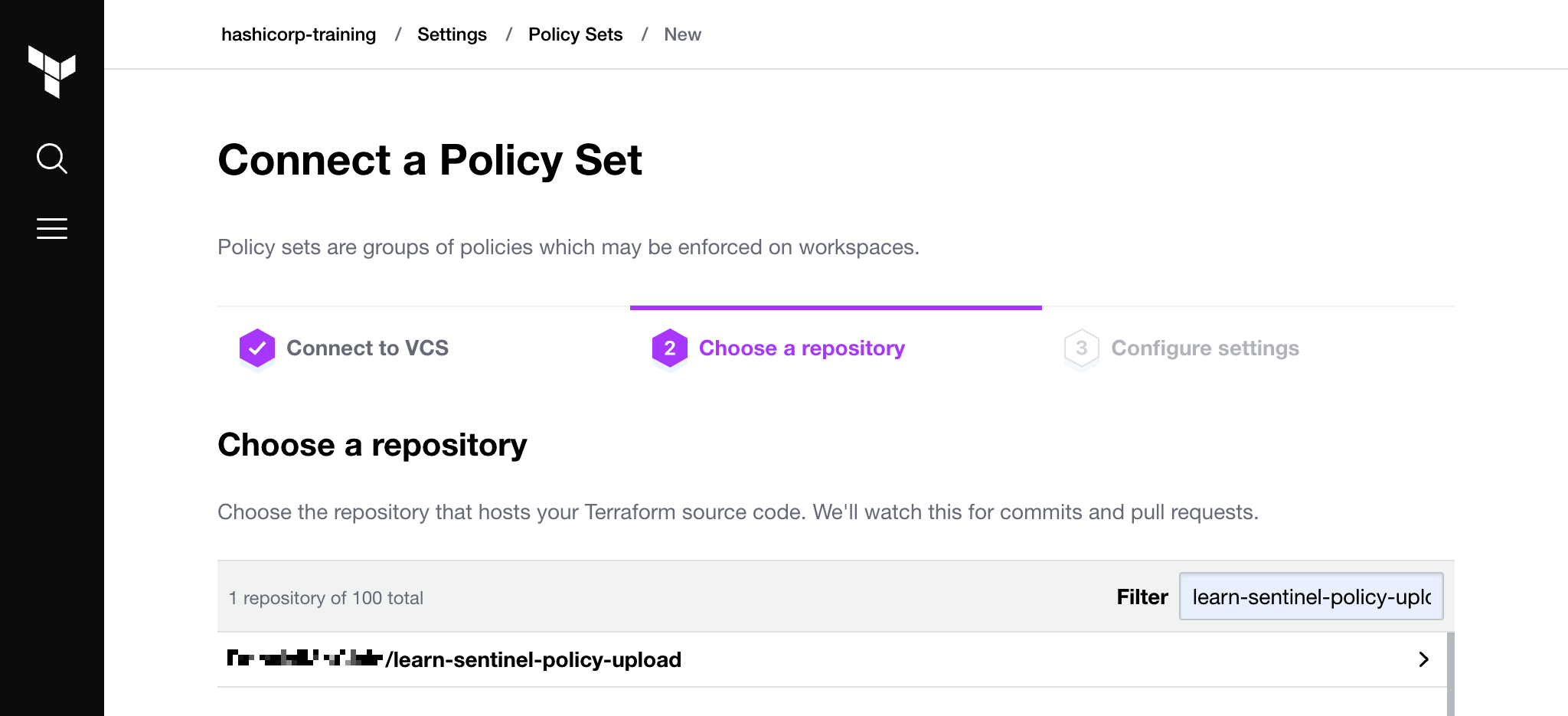 Configure policy set workspaces
