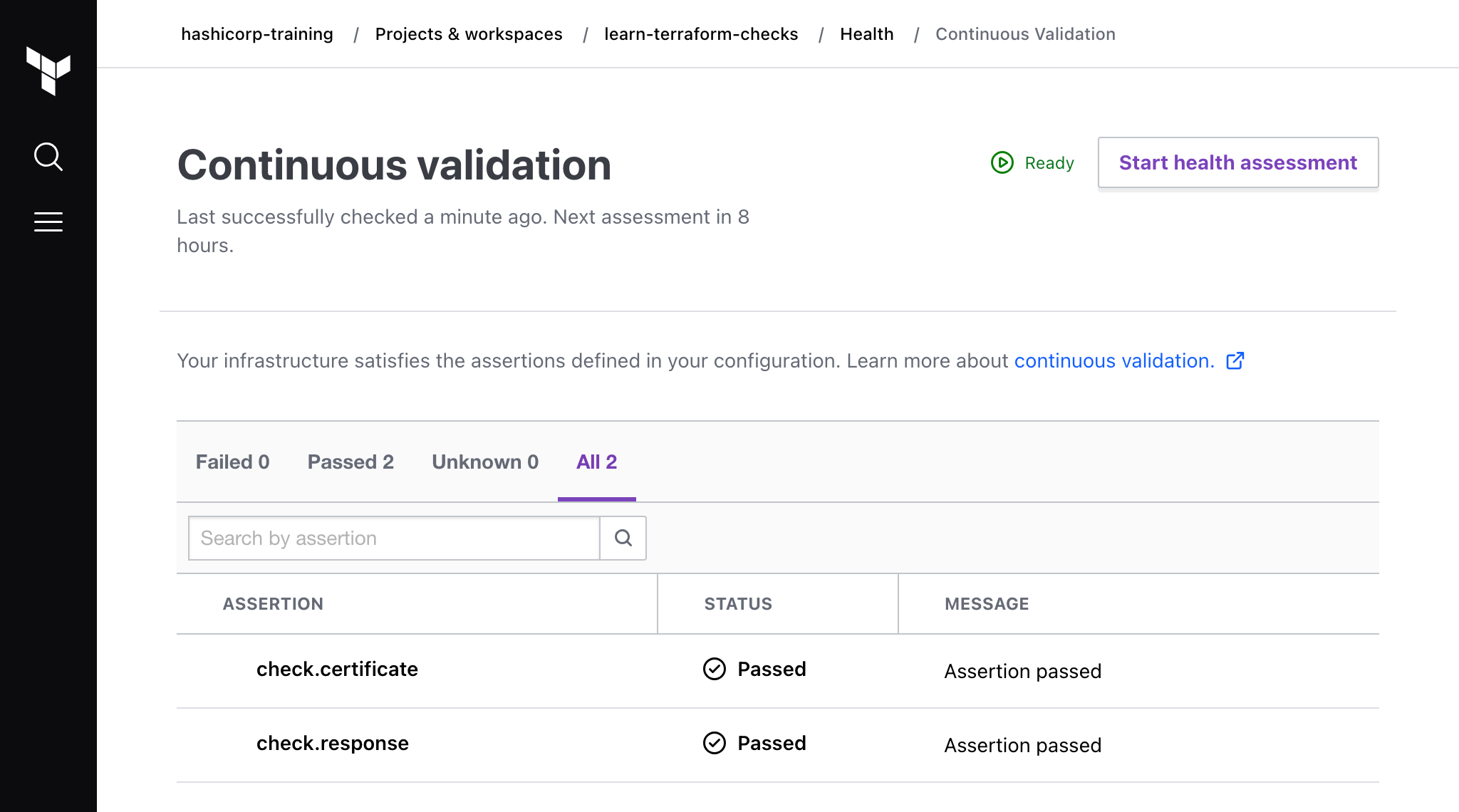 Continuous validation checks pass