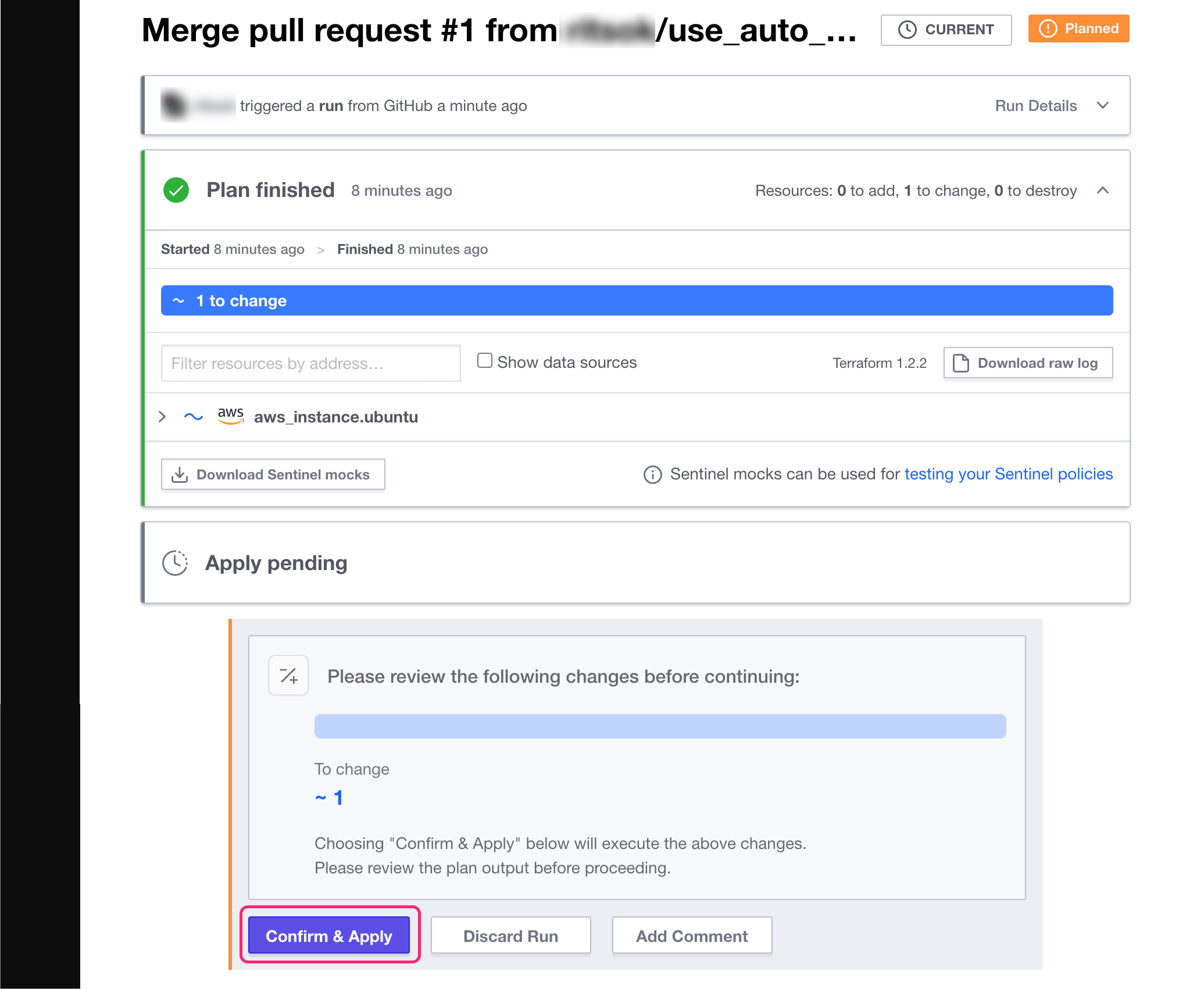 Run Triggered by Pull Request merge