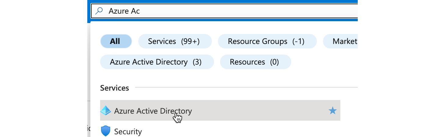 Search for Azure Active Directory