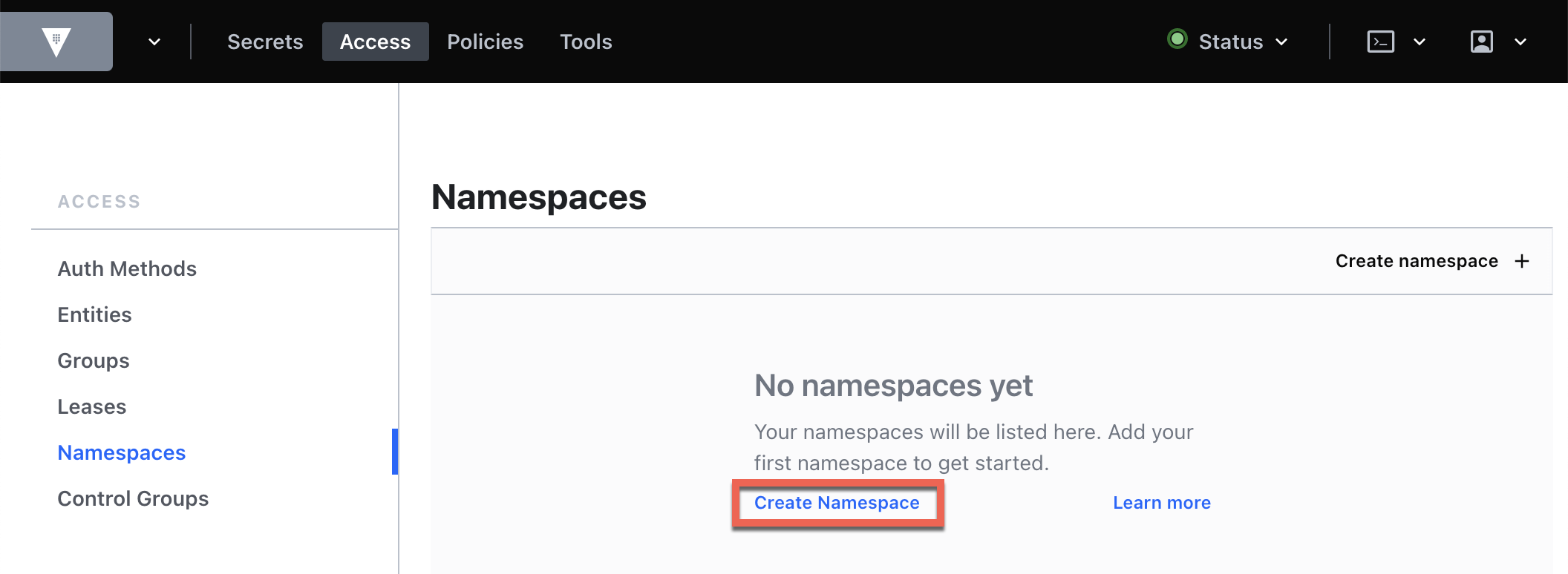 Create namespaces