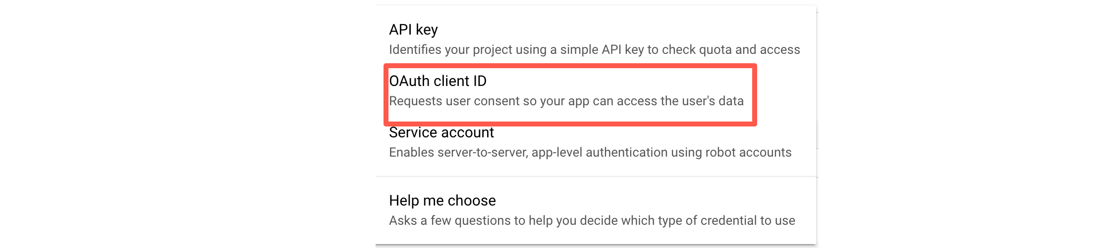 Choose OAuth Client ID
